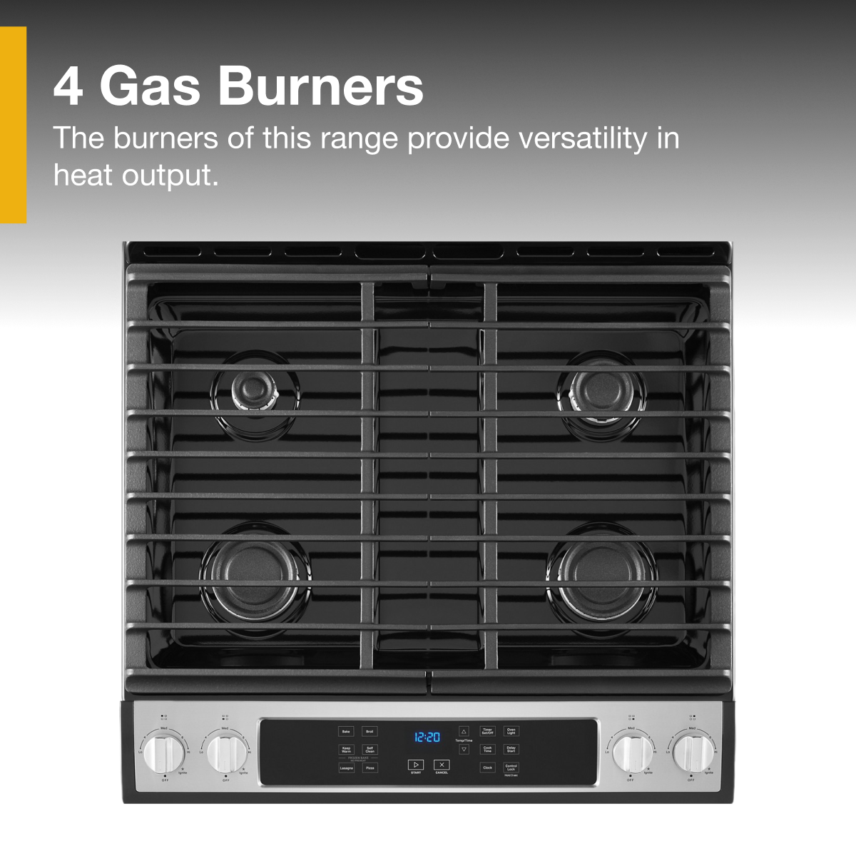 4 Gas Burners

The burners of this range provide versatility in heat output.