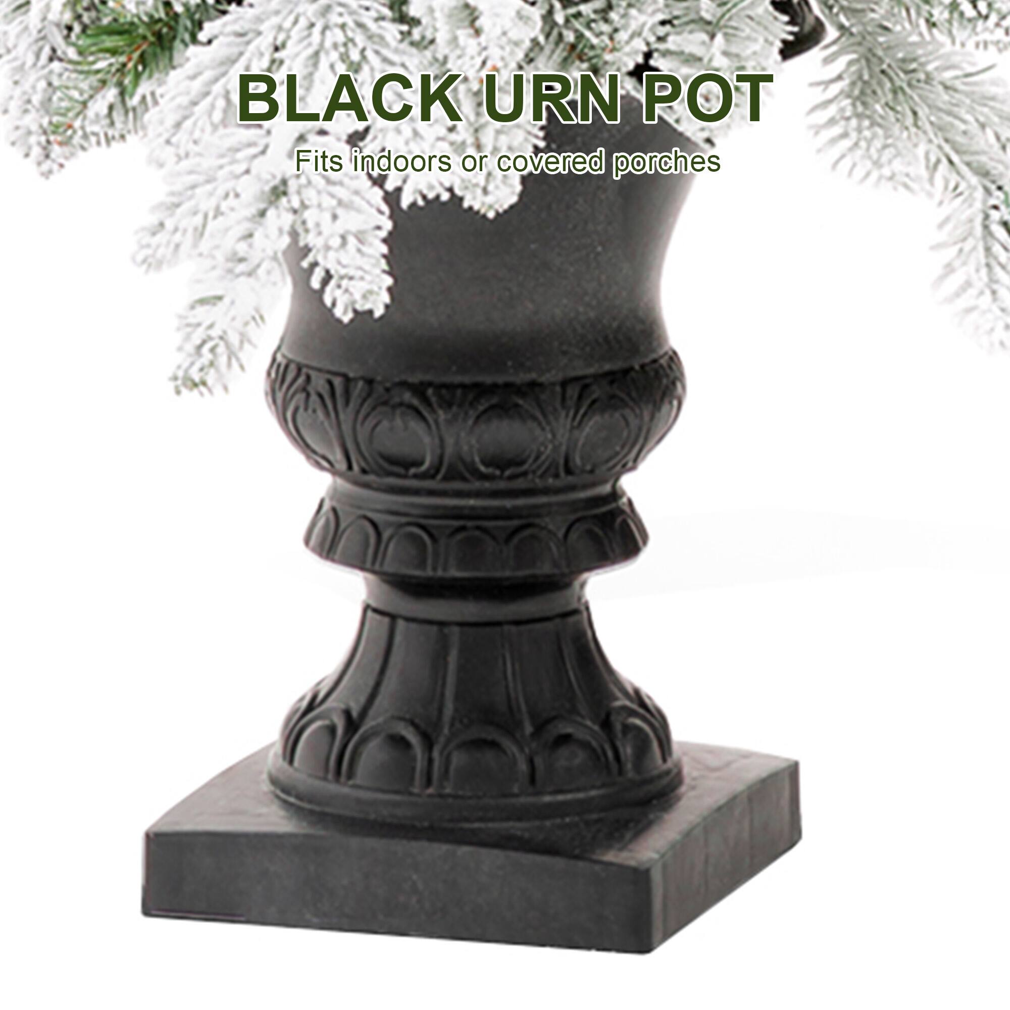 BLACK URN POT  
Fits indoors or covered porches