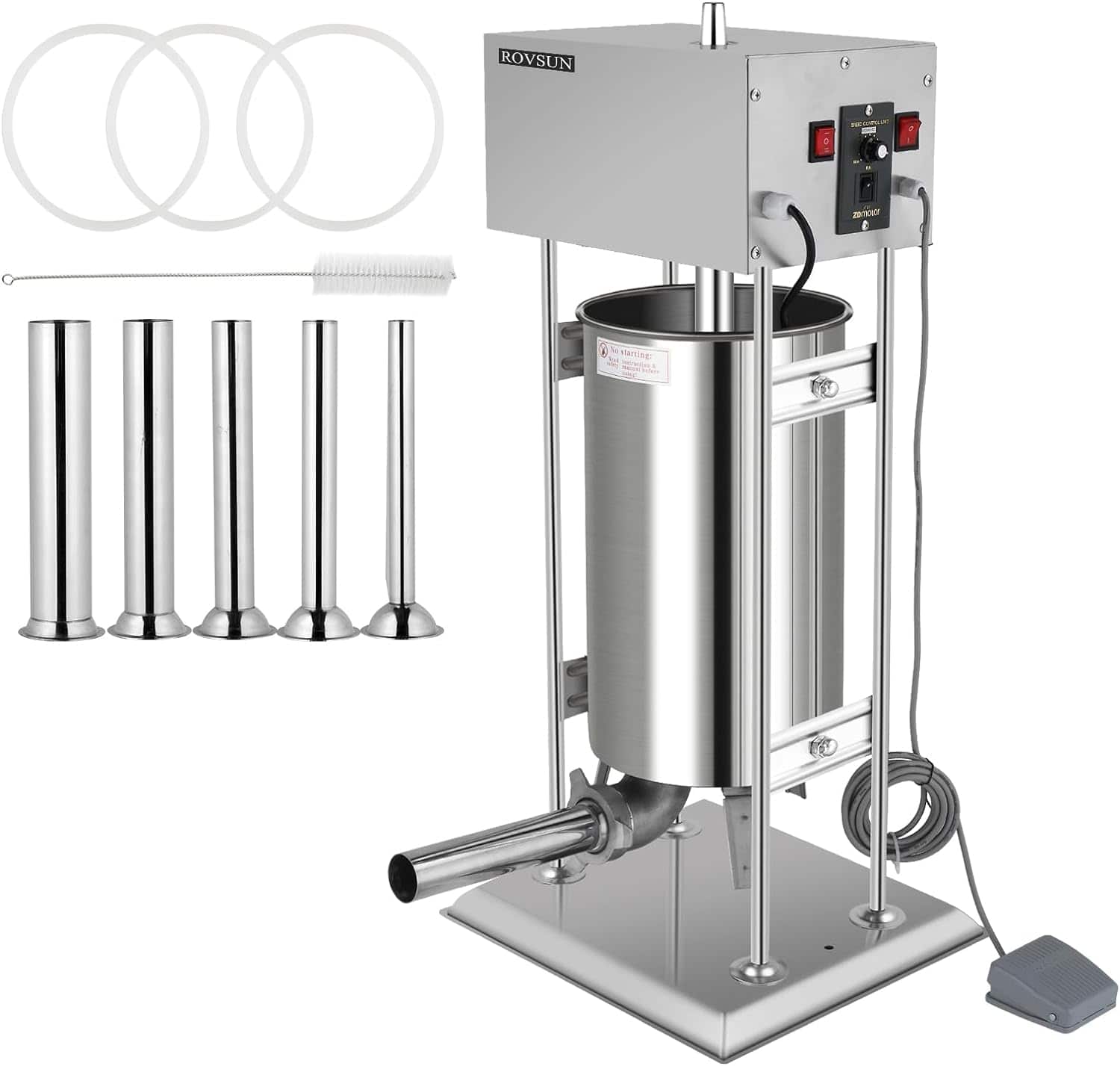 Winado - Vertical Electric Adjustable Speed Sausage Filler Stuffer, 15.4LBS/10L Capacity - Silver