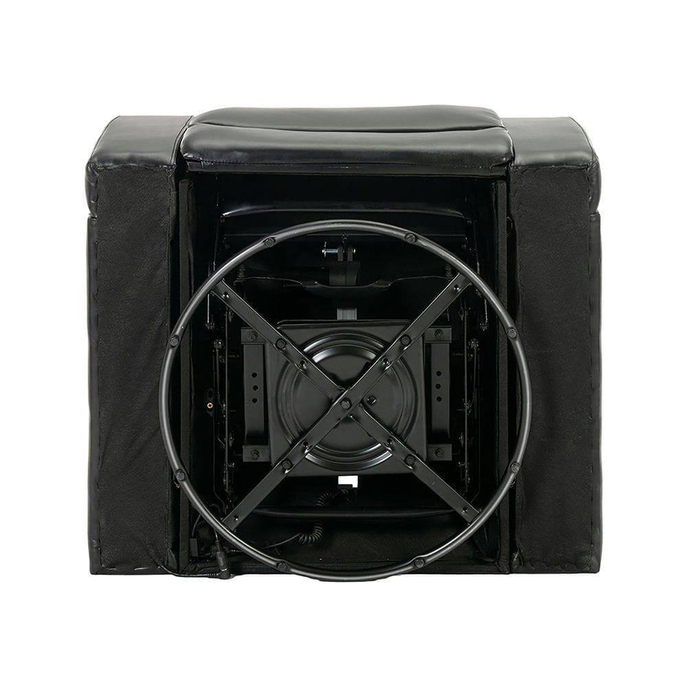 Alt View 7. Kadyn - 270° Swivel PU Leather Power Home Theater Recliner with Tray Table, Phone Holder, Cup Holder, USB Port & Arm Storage - Black.