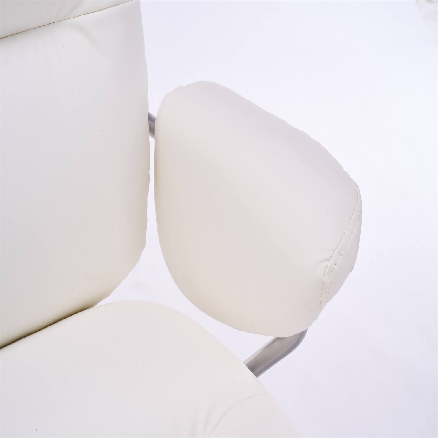 Alt View 1. Forest'nSky - Beige Ergonomic White Leather Office Chair, Reclining Backrest with Adjustable Height & 360° Swivel, Easy Assembly - Beige.