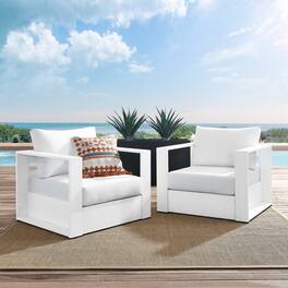 Tahoe 2-Piece Outdoor Patio Powder-Coated Aluminum Armchair Set by Modway - White White