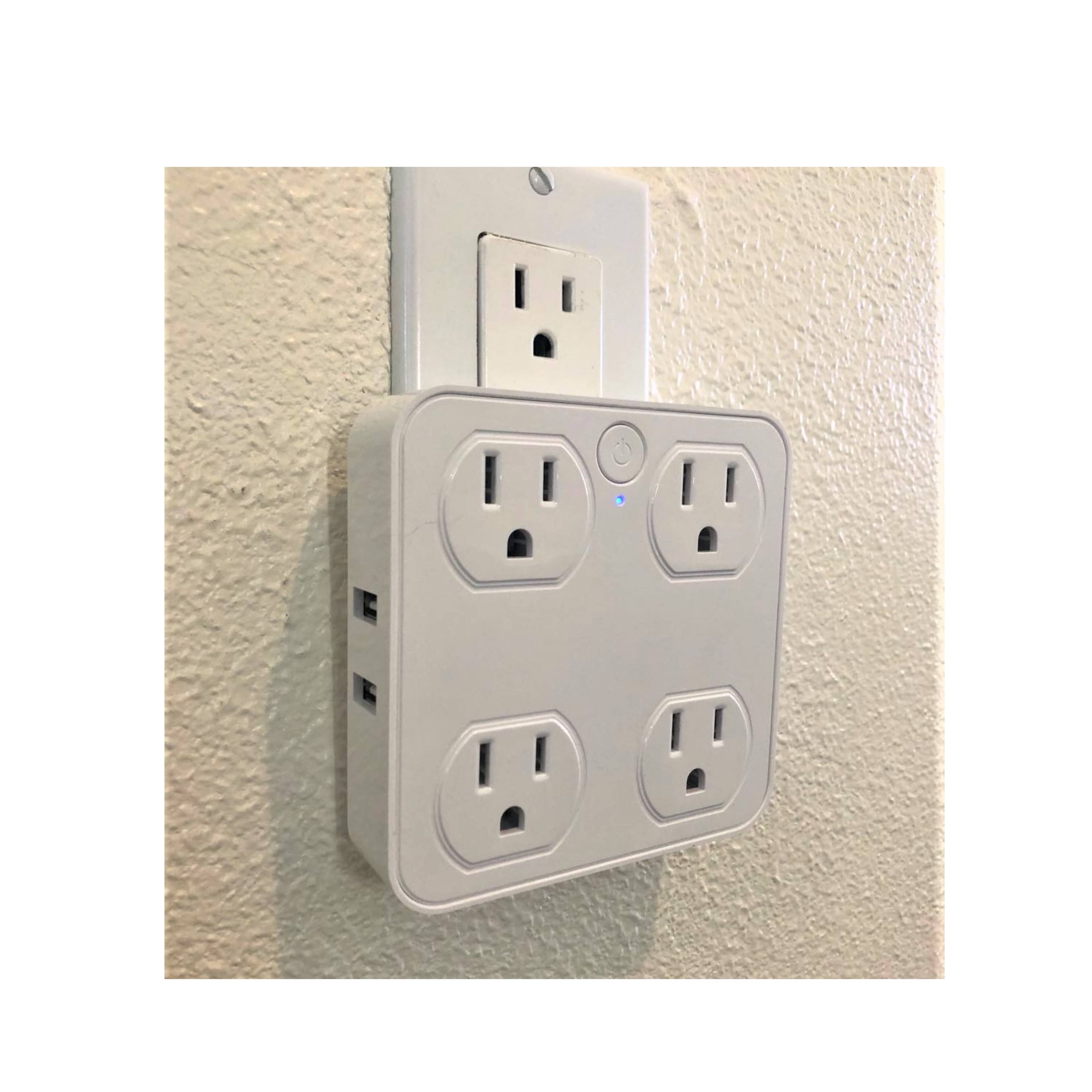 Left. eco4life - Wall Tap Smart Plug (4 Outlets,2 USB Ports, 2 Type-C Ports) - WHITE.