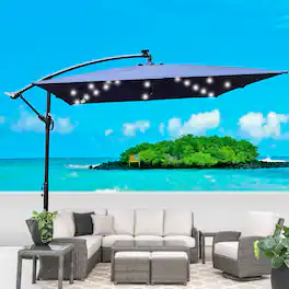 Loheer - Square Solar Patio Umbrella LED Lighted Sun Shade Waterproof Market Umbrella with Crank and Cross Base