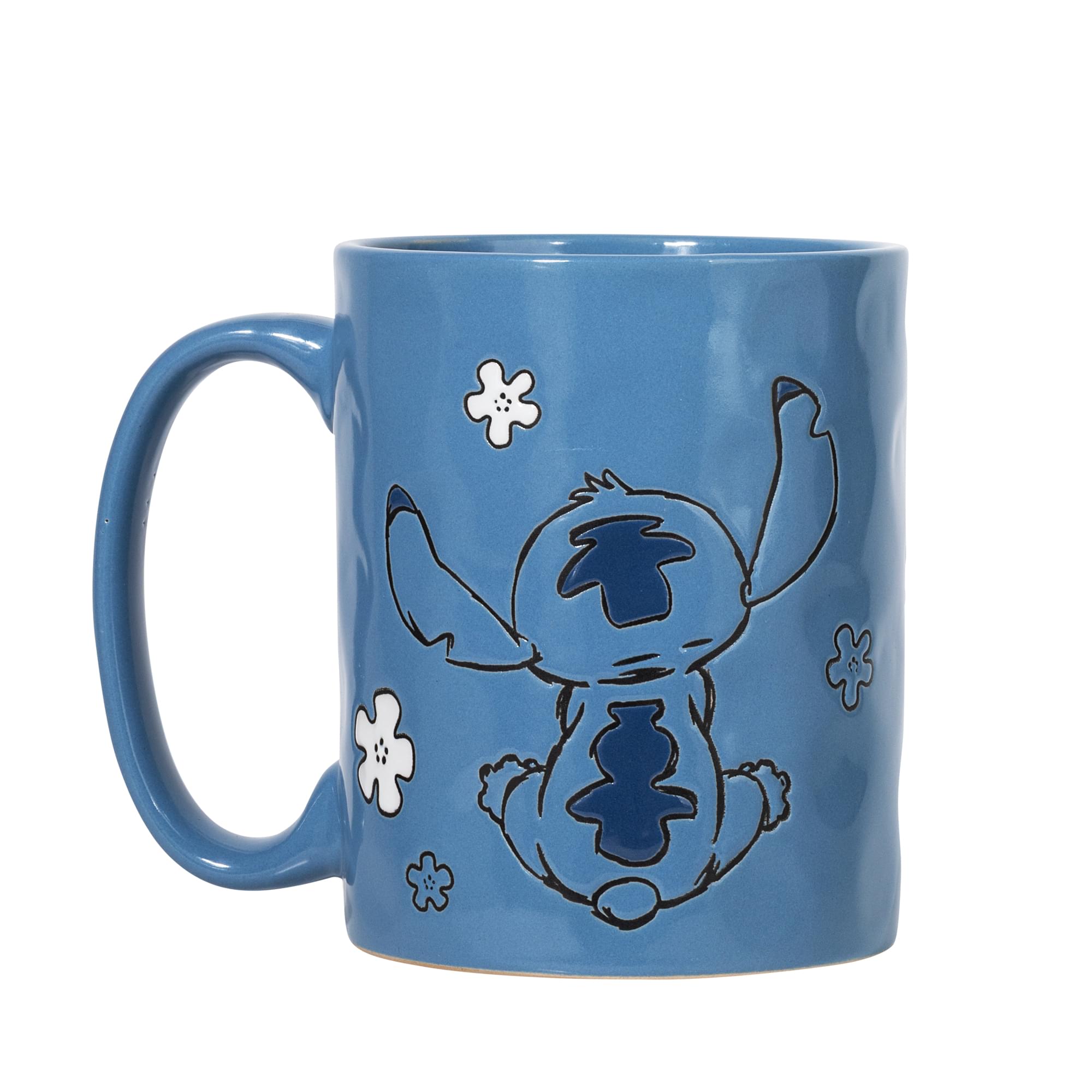 Alt View 1. Silver Buffalo - Disney Lilo & Stitch Blue Wax-Resist Ceramic Pottery Mug | Holds 17 Ounces - Blue.