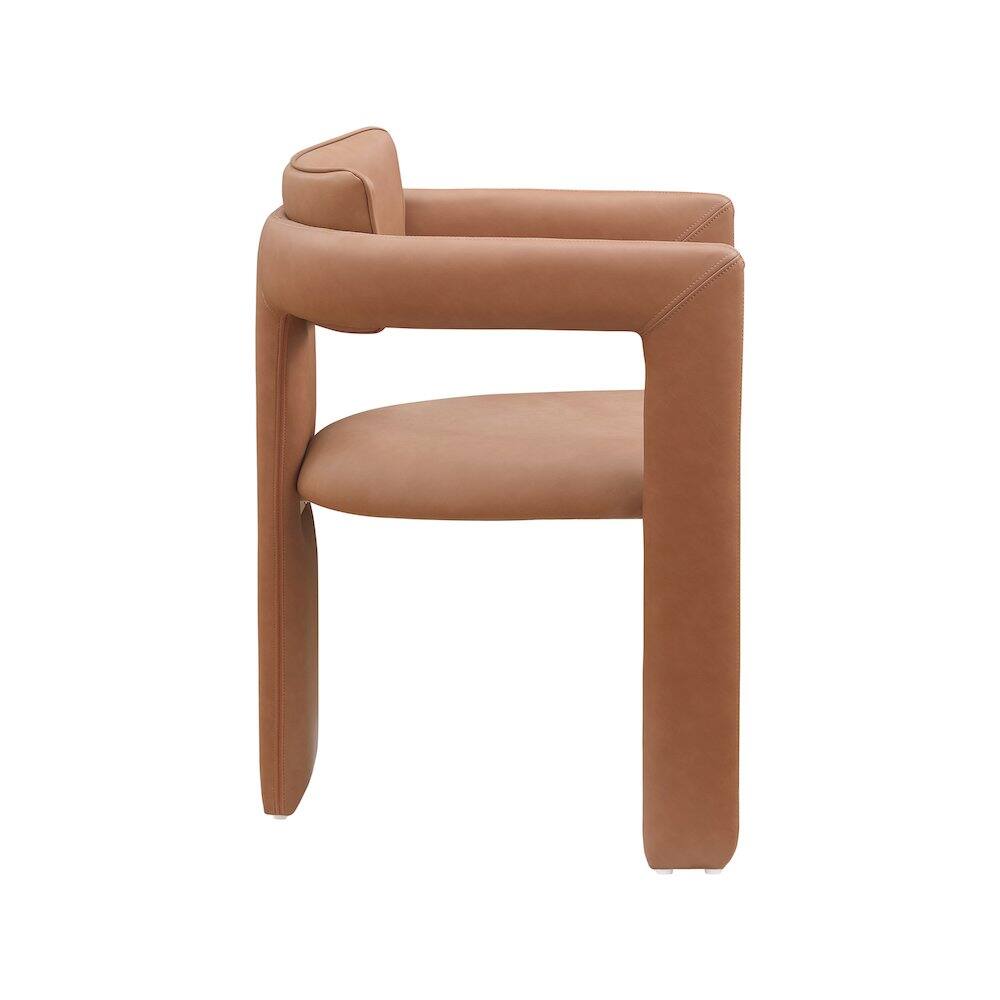 Alt View 3. Meridian Furniture - Brenda Cognac Vegan Leather Dining Chair, Set of 2 - Brown.
