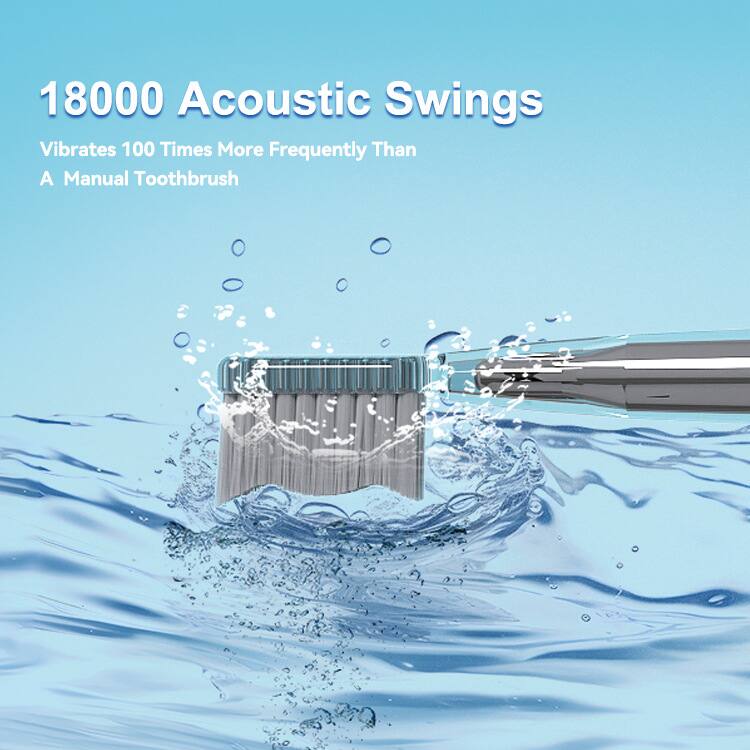 18000 Acoustic Swings  
Vibrates 100 Times More Frequently Than A Manual Toothbrush