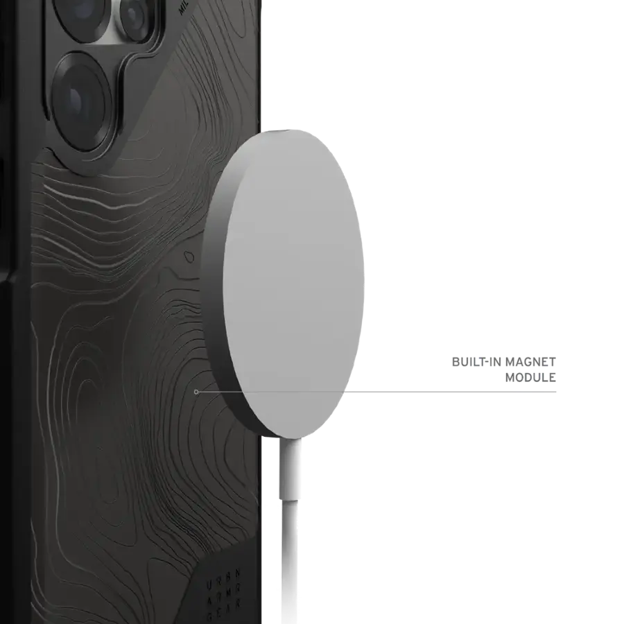 The text on the image reads "built-in magnet" and "built-in module."