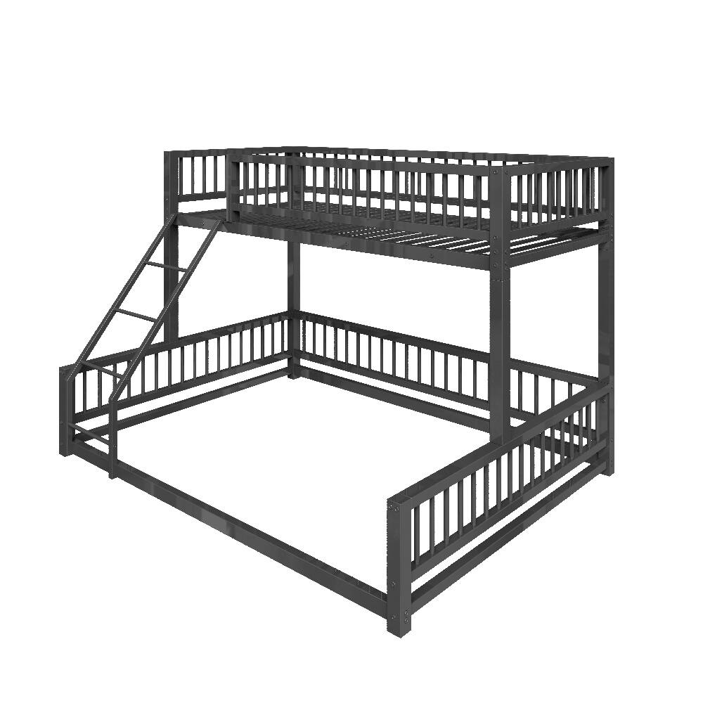 Alt View 9. Loheer - Loheer Twin XL Over Queen Bunk Bed Heavy Duty Metal Frame Black - Black.