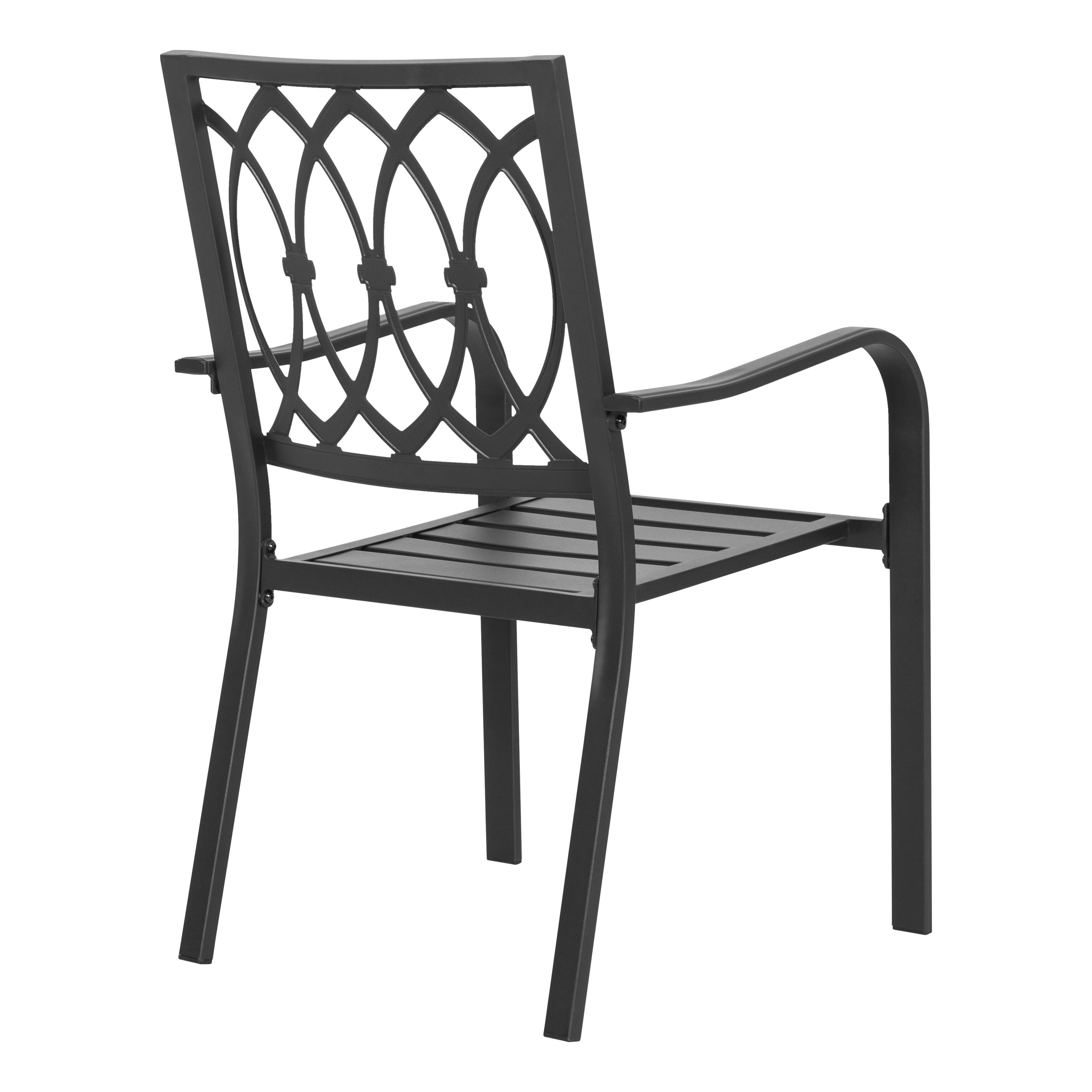 Back. Nuu Garden - Patio 2-Piece Dining Chairs, Ventilated Slatted Seat and Curved Armrests - Black.