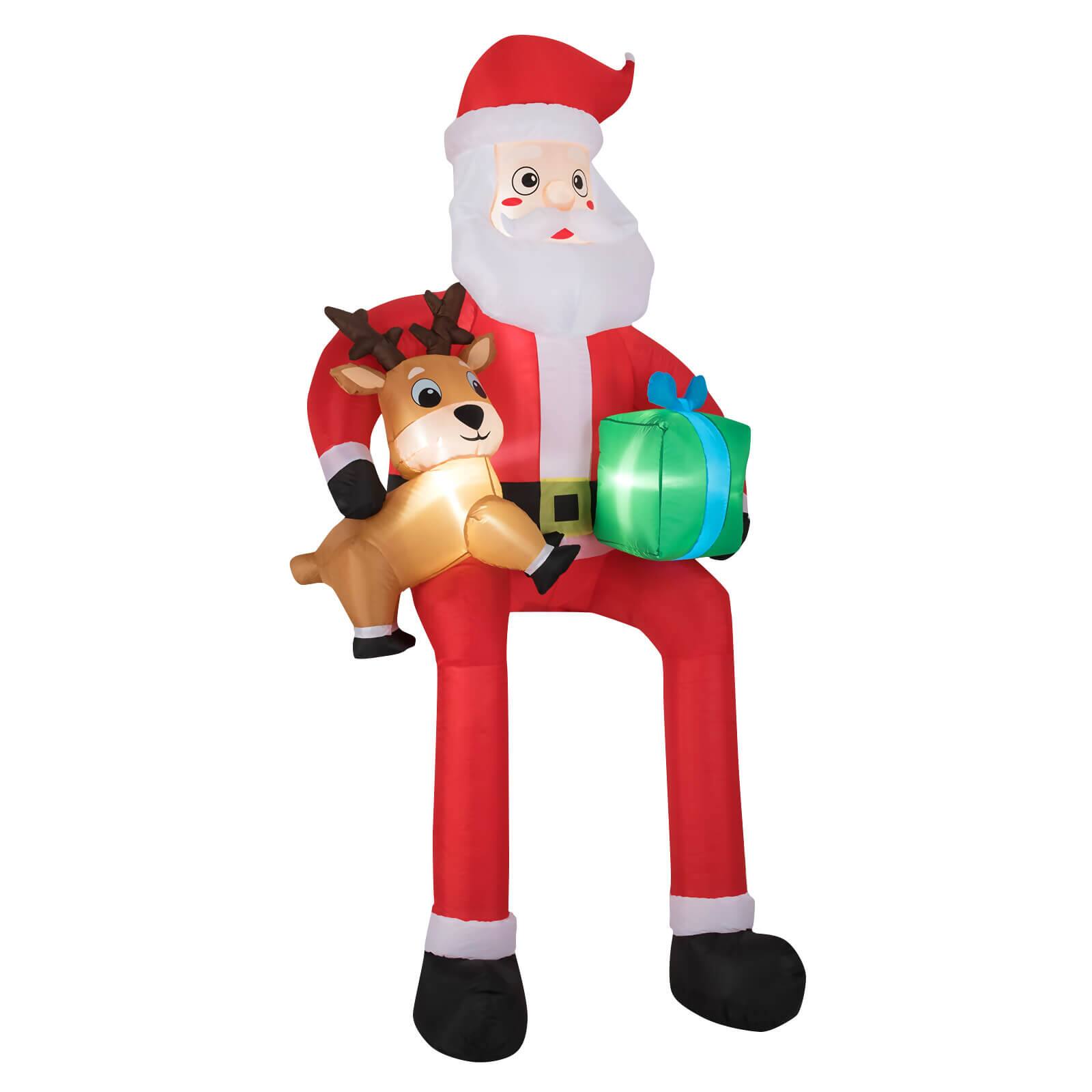 Alt View 1. Costway - Costway 9.5 FT Christmas Inflatable Santa Decoration with Built-in LED Lights for Yard Advent Calendar - Multicolor.