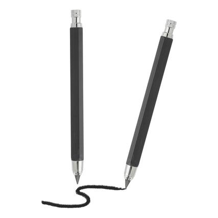Front. Unique Bargains - 2pcs Mech Pencil 5.6mm, Lead Holder Large Plastic w/ Sharpener for Drawing, Sketching, Woodworking - Black.