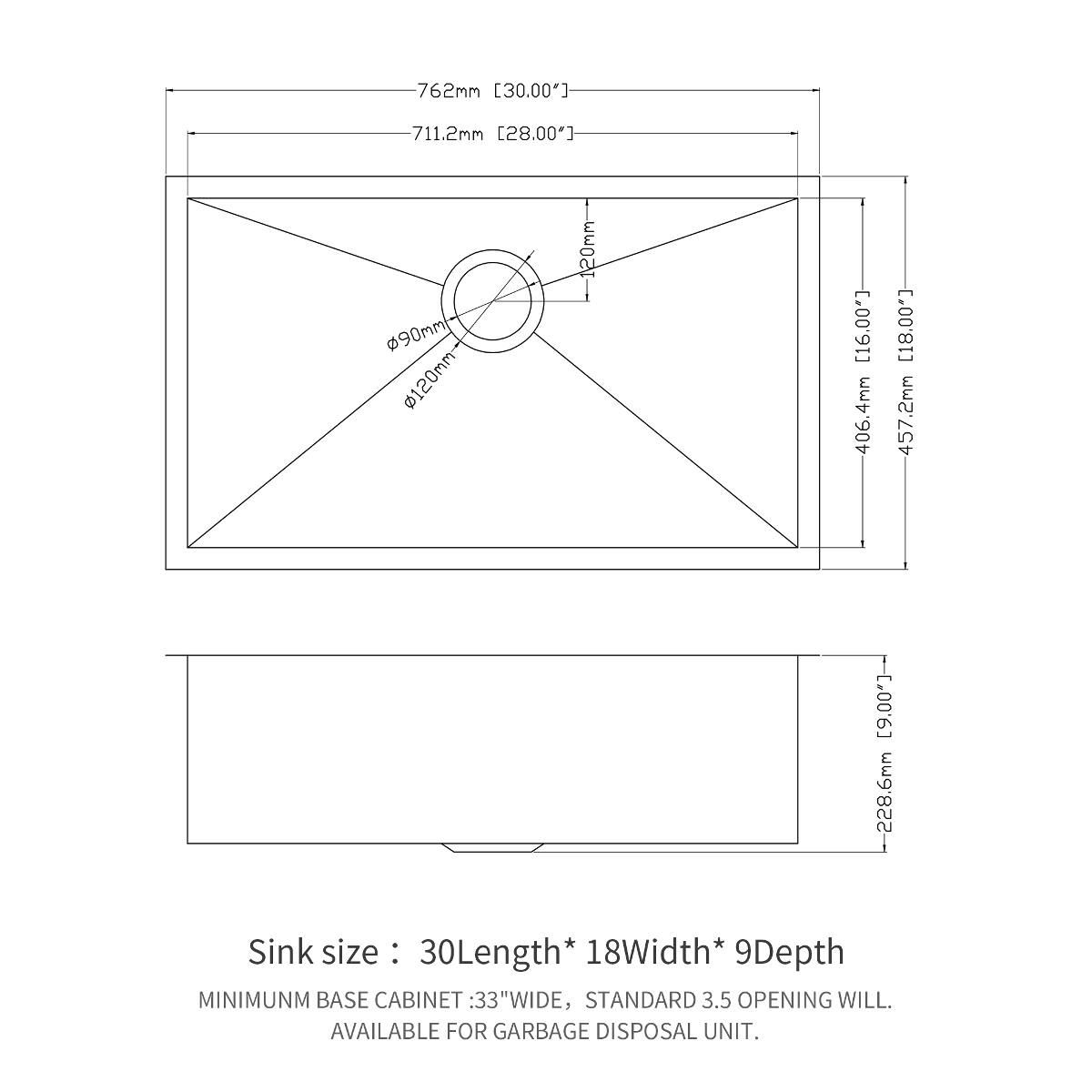 Ropilly 30 inch undermount kitchen sink single bowl kitchen sink 16 ...