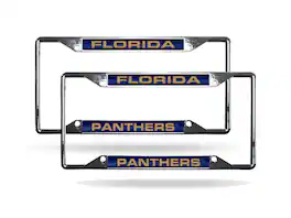 Rico Industries - Florida Panthers NHL (Set of 2) All Corner EZ View Chrome Metal Laser Cut License Plate Frames - Multi