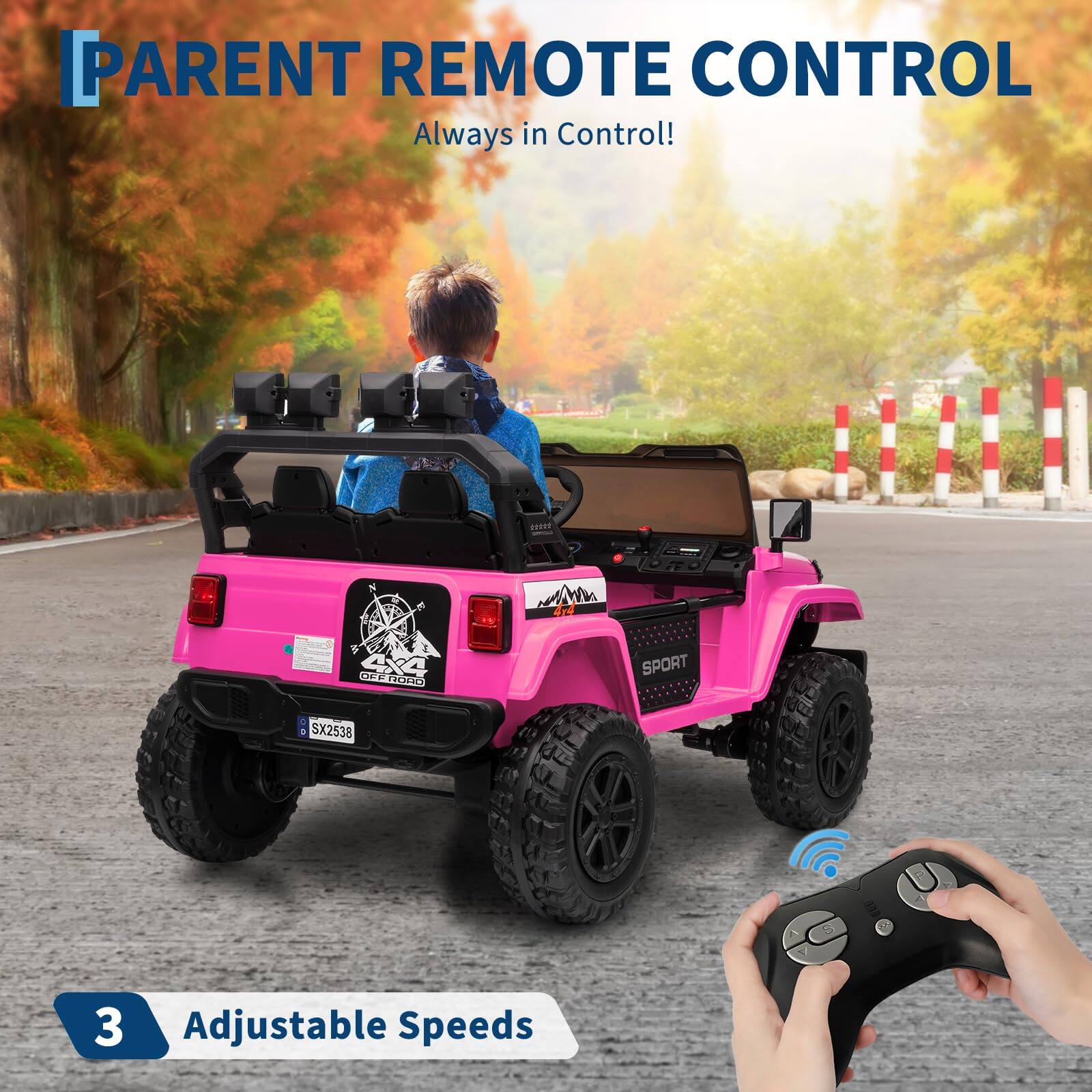PARENT REMOTE CONTROL  
Always in Control!  

3 Adjustable Speeds  

D19 TTOC SPORT  
SX2538