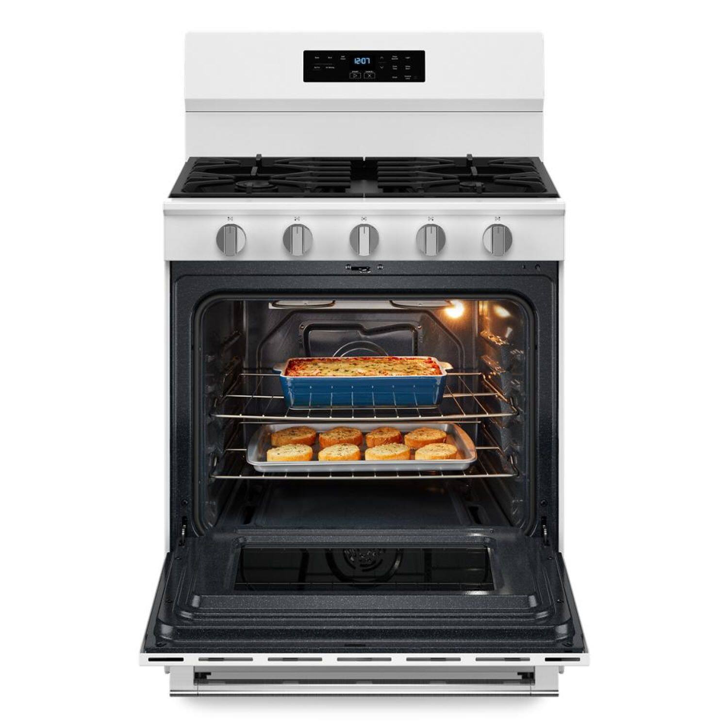 Left. Maytag - 30-Inch Wide Gas Range With No Preheat Air Fry and Air Baking - 5.0 cu. Ft. - White.
