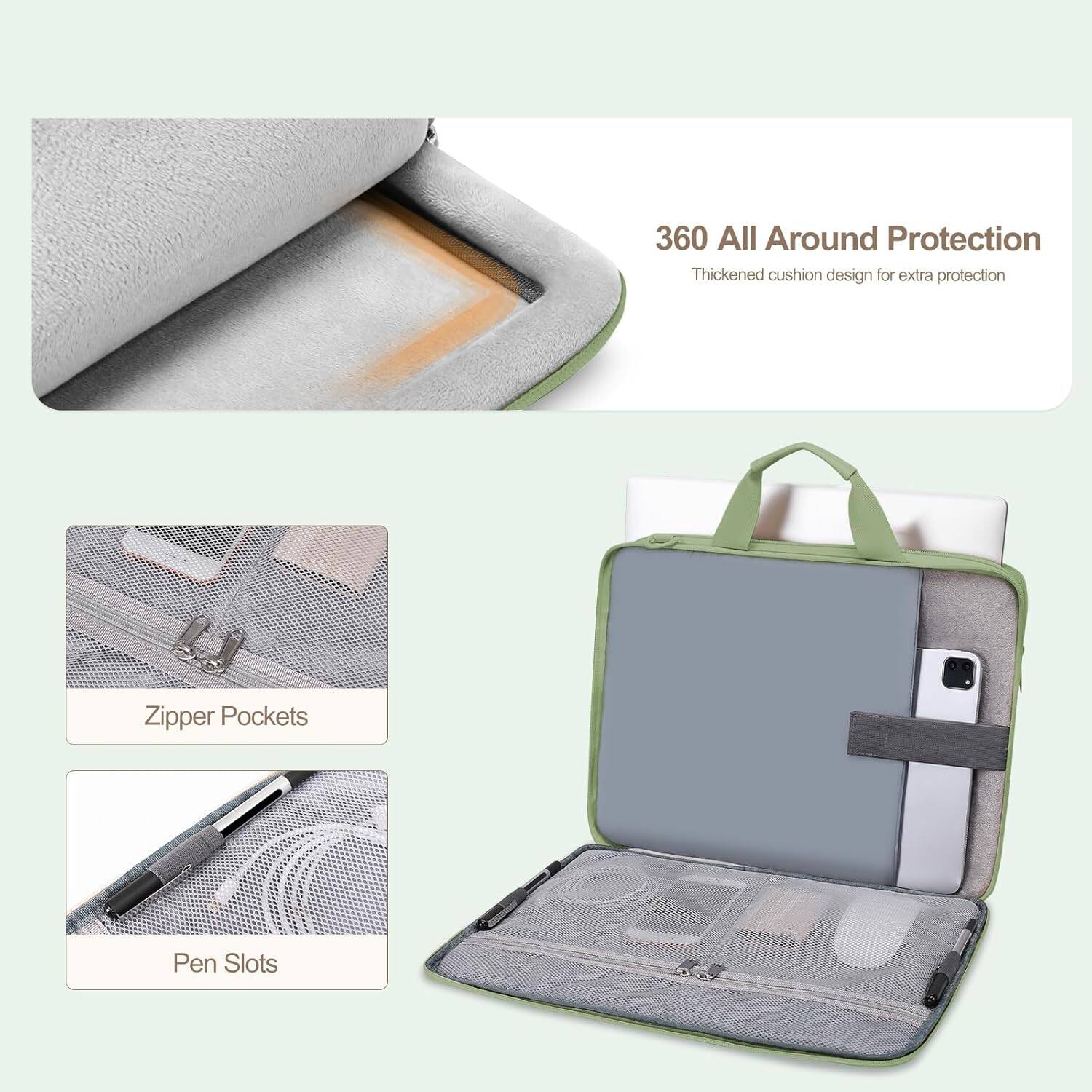 360 All Around Protection  
Thickened cushion design for extra protection  
Zipper Pockets  
Pen Slots