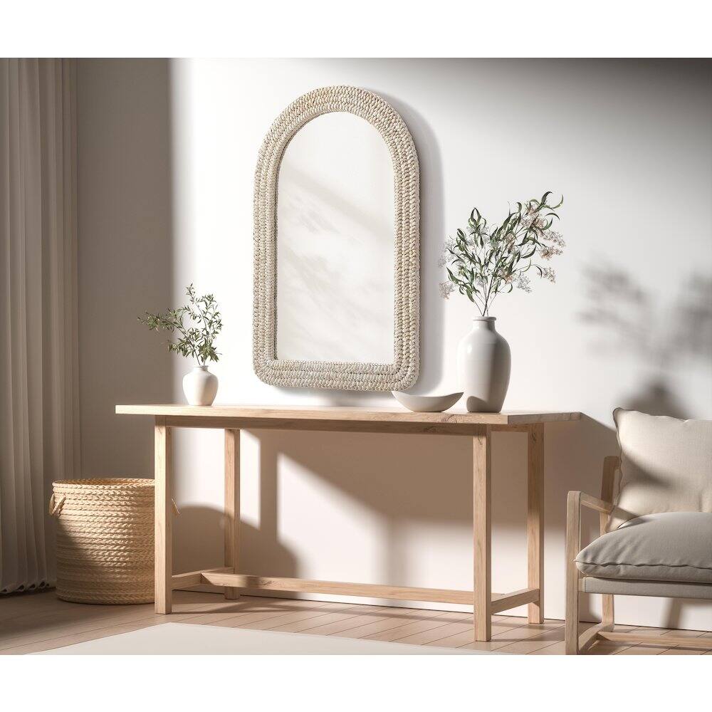 Alt View 2. Elegant Decor - Arch Cornhusk Mirror 27x42 in Linen White - Linen White.