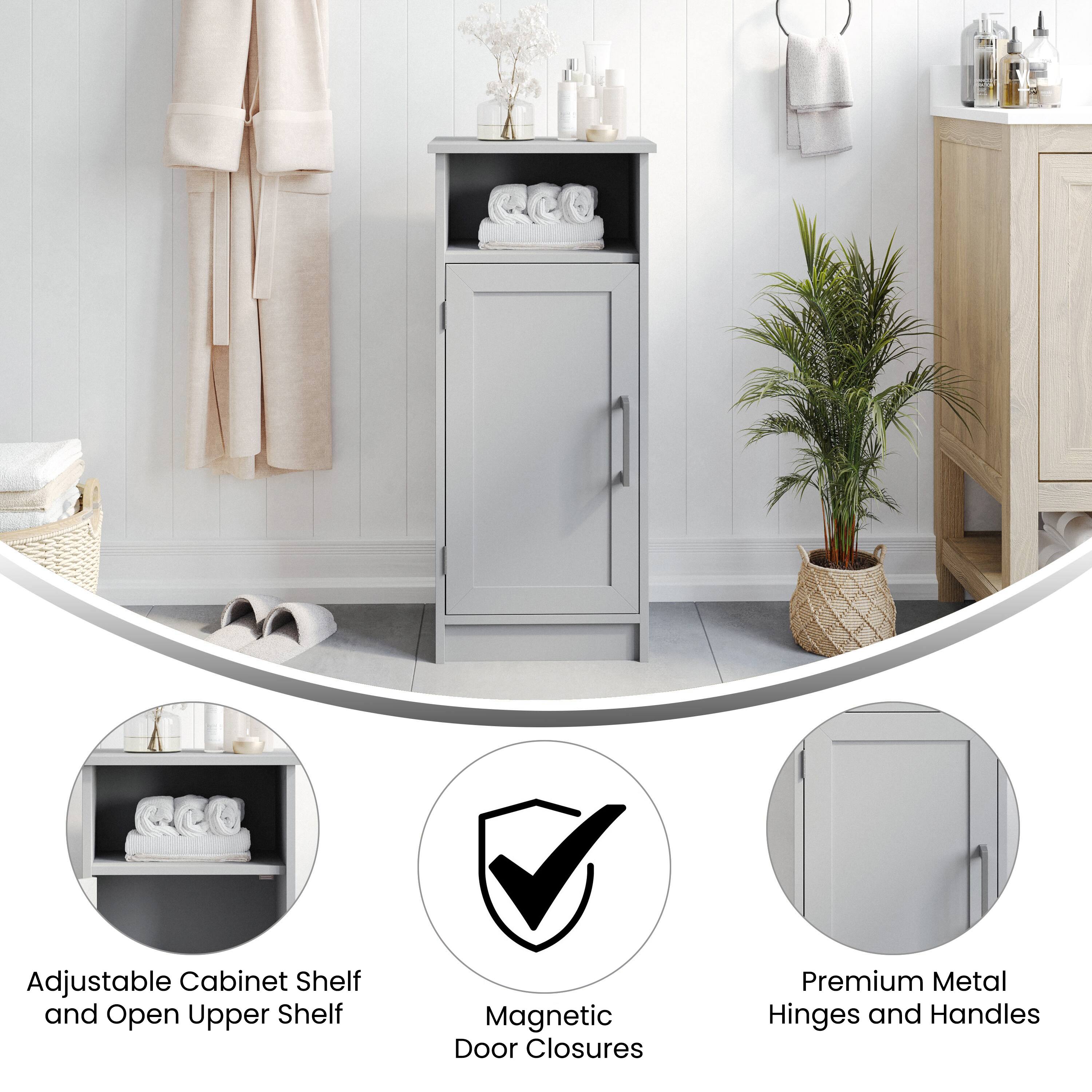 Adjustable Cabinet Shelf and Open Upper Shelf  
Magnetic Door Closures  
Premium Metal Hinges and Handles