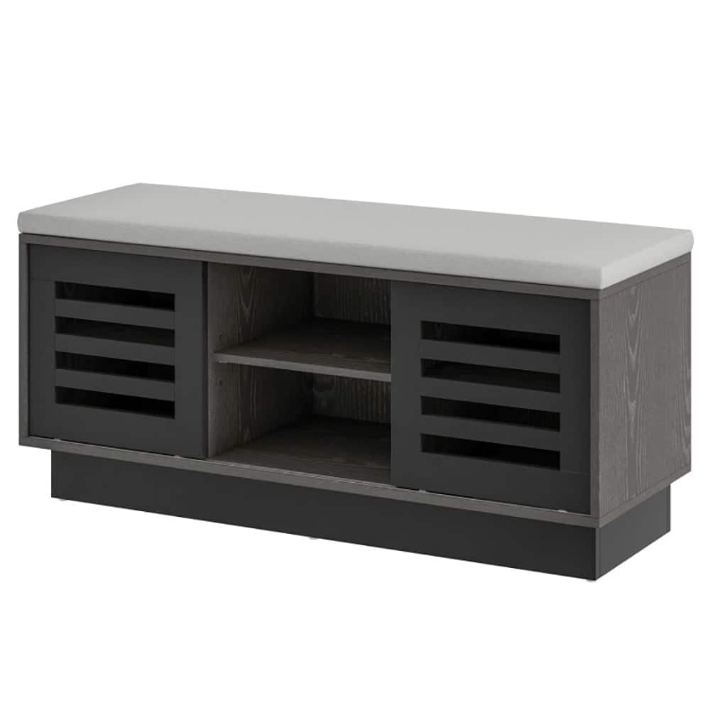 Kadyn - Shoe Bench with 6 Storage Compartments and 3 Adjustable Shelves- Space-Saving Shoe Rack Organizer for Entryway - Gray