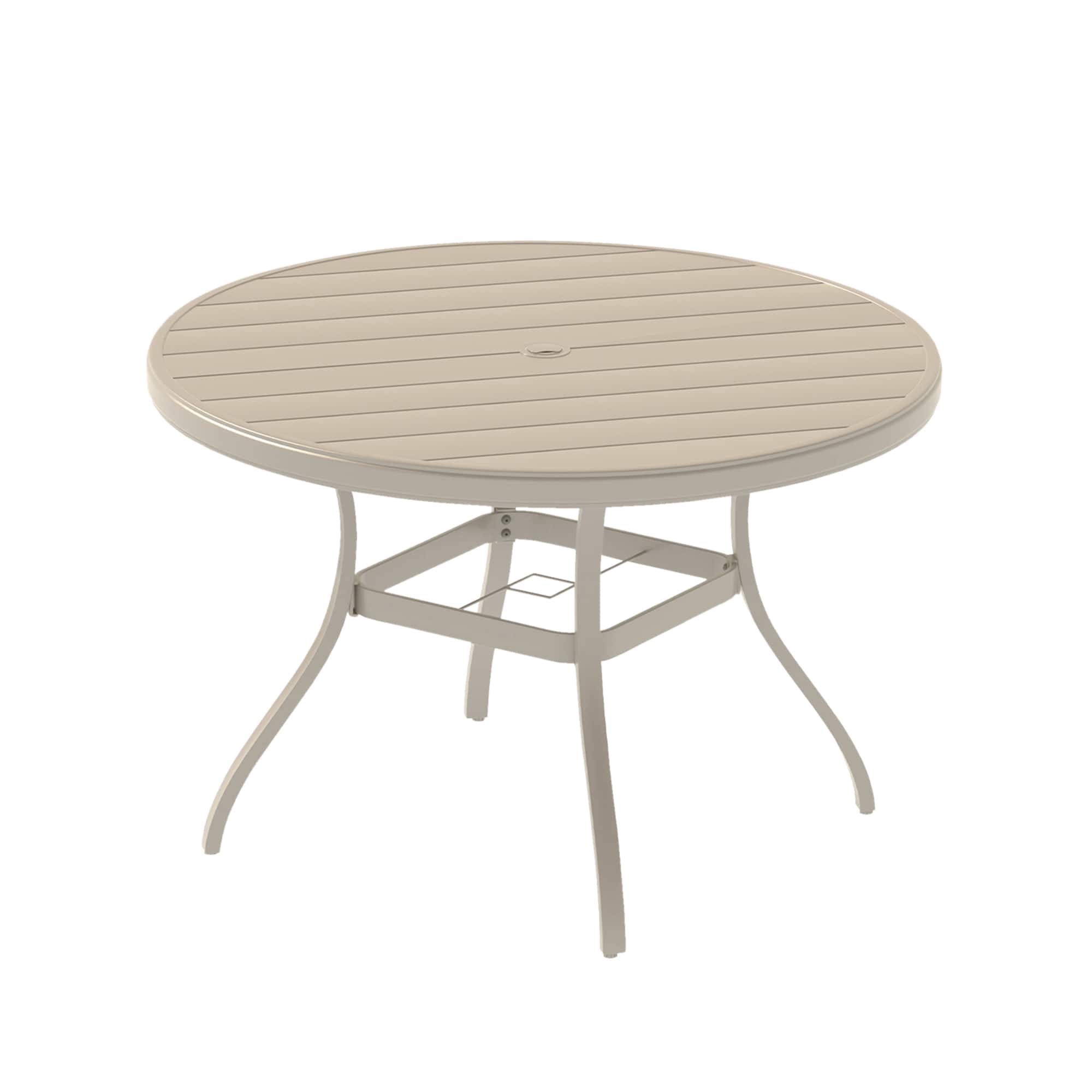 Mondawe - 53" Outdoor Round Patio Dining Table with Umbrella Hole - Sandstone