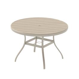 Mondawe - 53" Outdoor Round Patio Dining Table with Umbrella Hole - Sandstone