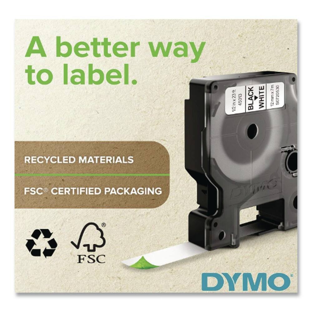 A better way to label.

RECYCLED MATERIALS

FSC® CERTIFIED PACKAGING

12 in x 23 ft 45013 BLACK WHITE mixmm 0720530 12

DYMO