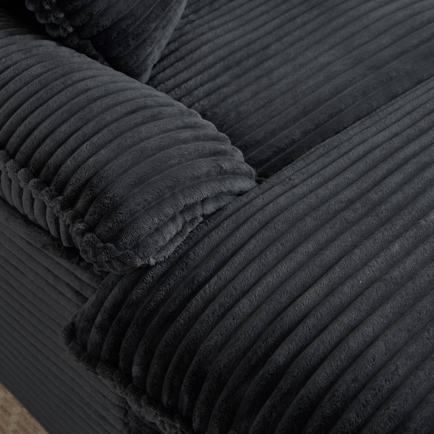 Alt View 6. Z-Edge - 52" cushioned compression sofa with unique footrest design, for living room, bedroom, apartment, office, -Dark gray - dark gray.