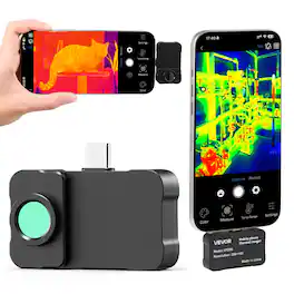 VEVOR - Thermal Imaging Camera for Android & iOS, 512 x 384 Super Resolution with Macro Lens, 25HZ Refresh Rate Infrared Thermal - Black