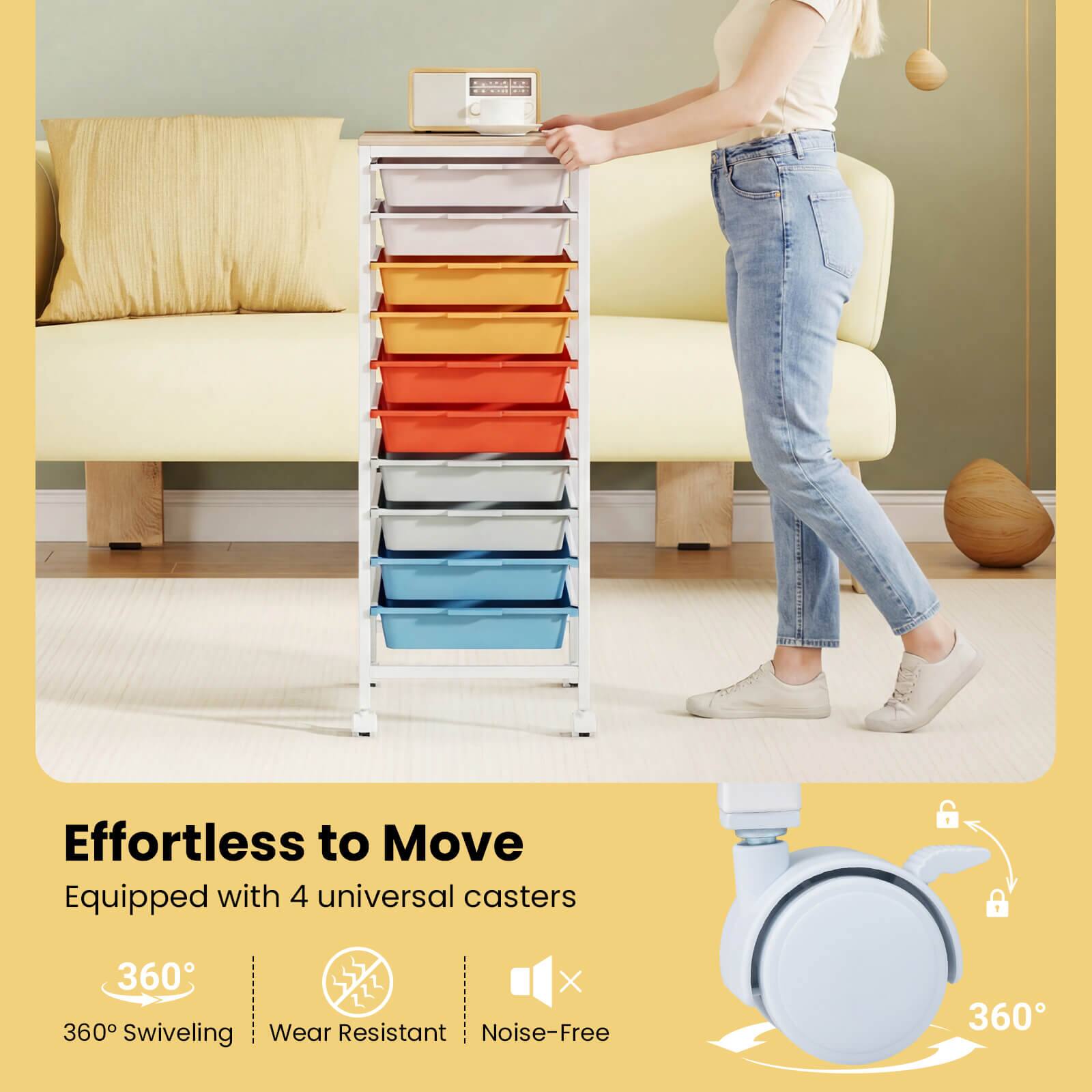 Effortless to Move  
Equipped with 4 universal casters  
360° Swiveling  
Wear Resistant  
Noise-Free