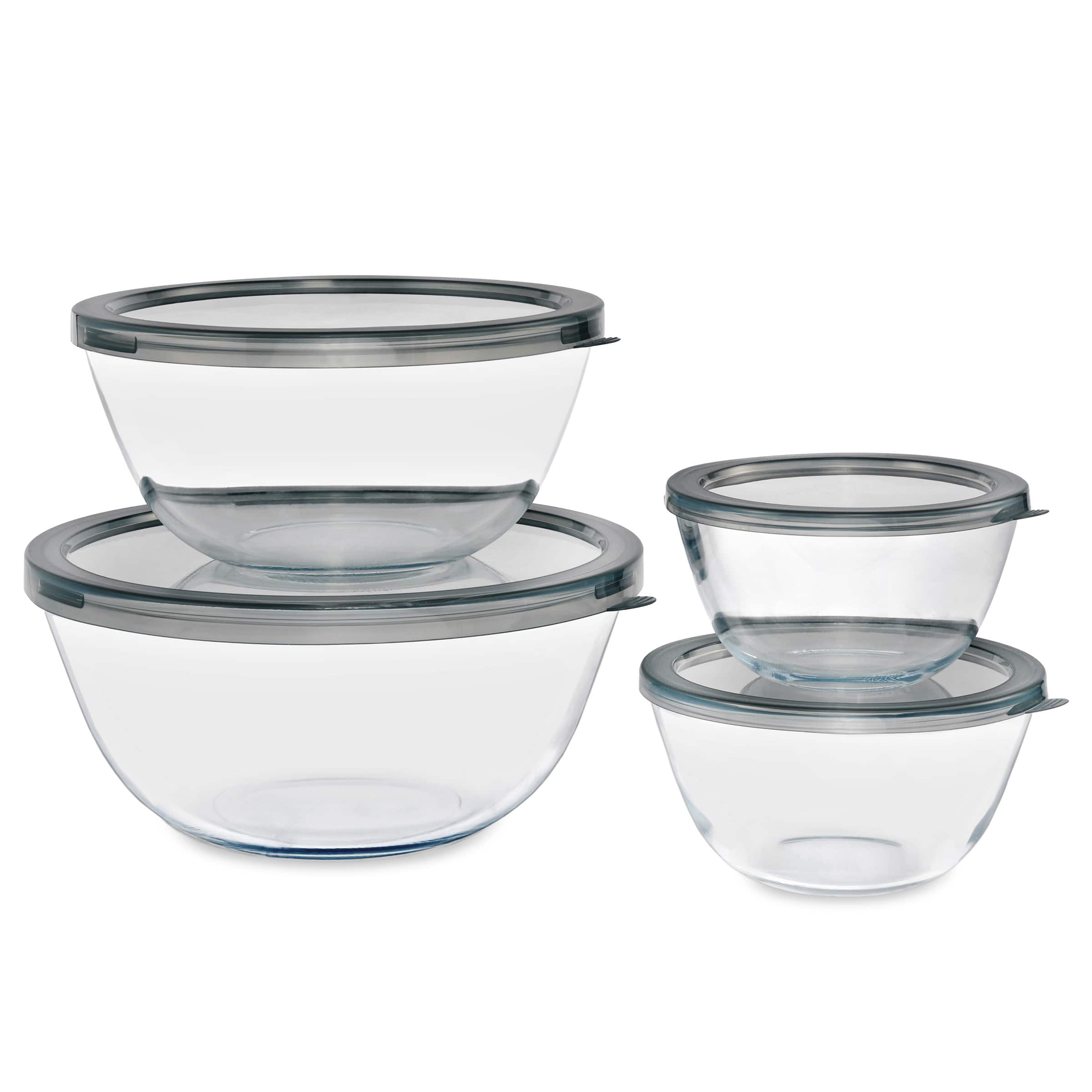 食器  Glass Bowl Set with Stand Sorbus 4 Piece Glass Bowl Set with Airtight Lids, Mixing & Storage