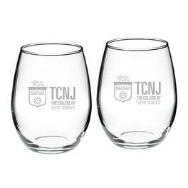 Jardine - College of New Jersey Lions 21oz. 2-Piece Stemless Wine Glass Set - Multicolor