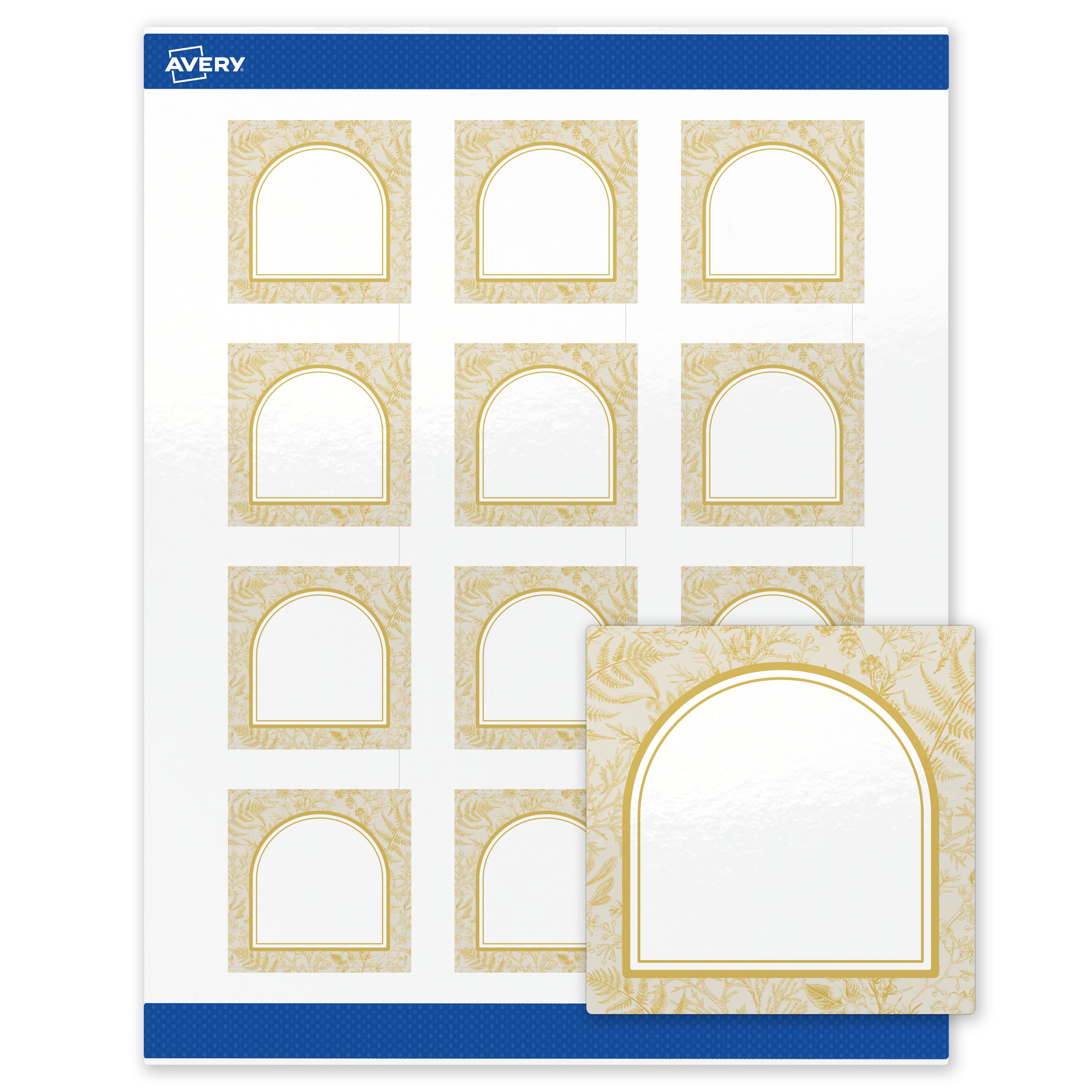 "Avery - Labels, 2"" x 2"", Glossy Arched Metallic Gold Florals - White" price history on PriceWatchPro
