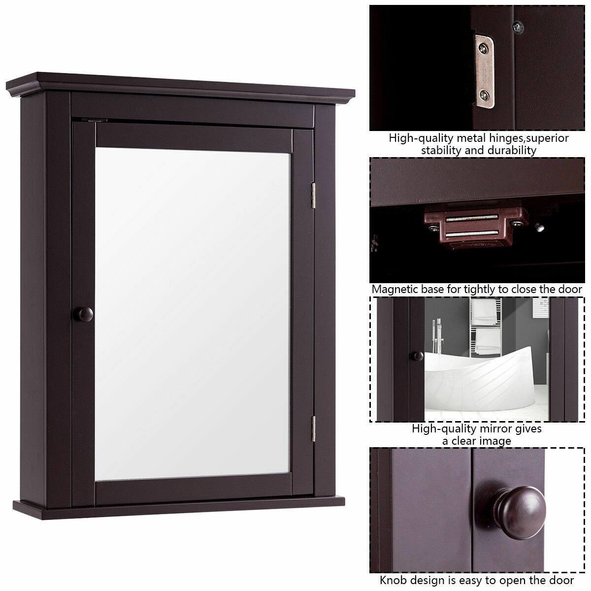 High-quality metal hinges, superior stability and durability

Magnetic base for tightly closing the door

High-quality mirror gives a clear image

Knob design is easy to open the door