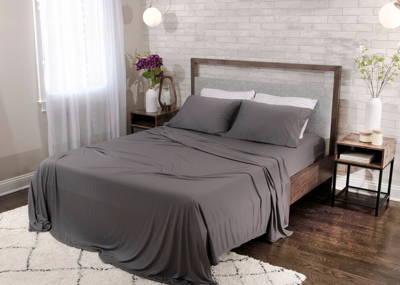 Alt View 11. Bedgear - Dri-Tec Moisture-Wicking Sheet Sets- Queen - Gray.