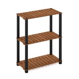 Furinno - Pangkor 3-Tier Turn-N-Tube Indoor Outdoor Plant Shelf Wood Stand with Square Poles - Natural/Black