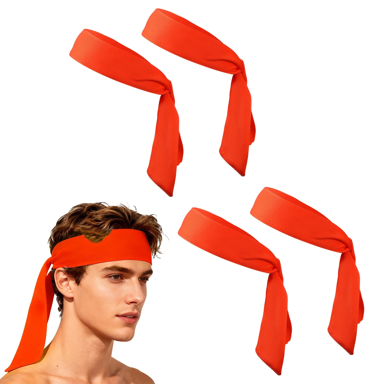 Unique Bargains - Tie Sweatband Headband, Adjustable Non-Slip Moisture Wicking Athletic Headband, 4pcs - For Tennis/Karate/Workout/Yoga - Fluorescent Pink price history on PriceWatchPro
