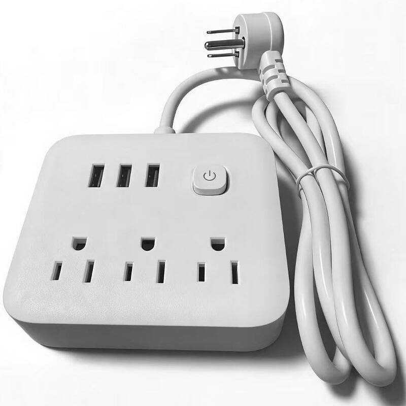 Front. Cluzine - White Power Strip with Cord, Multi-Function Outlet with USB Charging Ports, Home & Office Extension Cord - White.