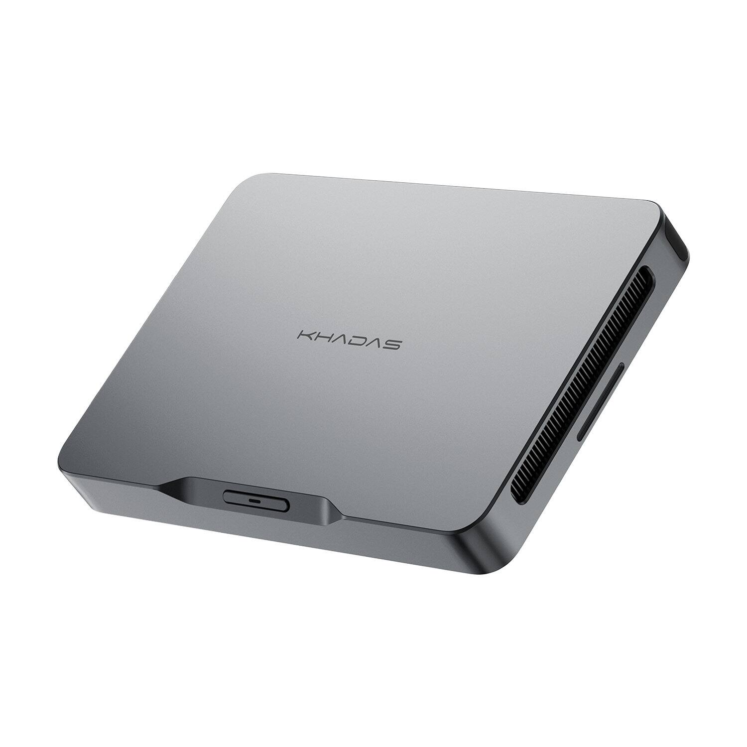 Angle. KHADAS - Mind 2 Mini PC - Intel Core Ultra 7 155H, 32GB Memory, 1TB SSD Storage, Windows 11 Home - Lava Gray.