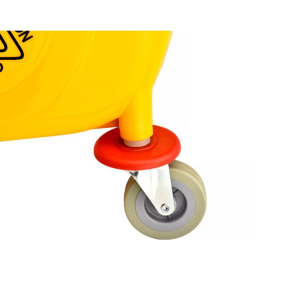 Alt View 3. Alpine Industries - 36 Qt. Yellow PVC Mop Bucket with Side Wringer - Yellow.