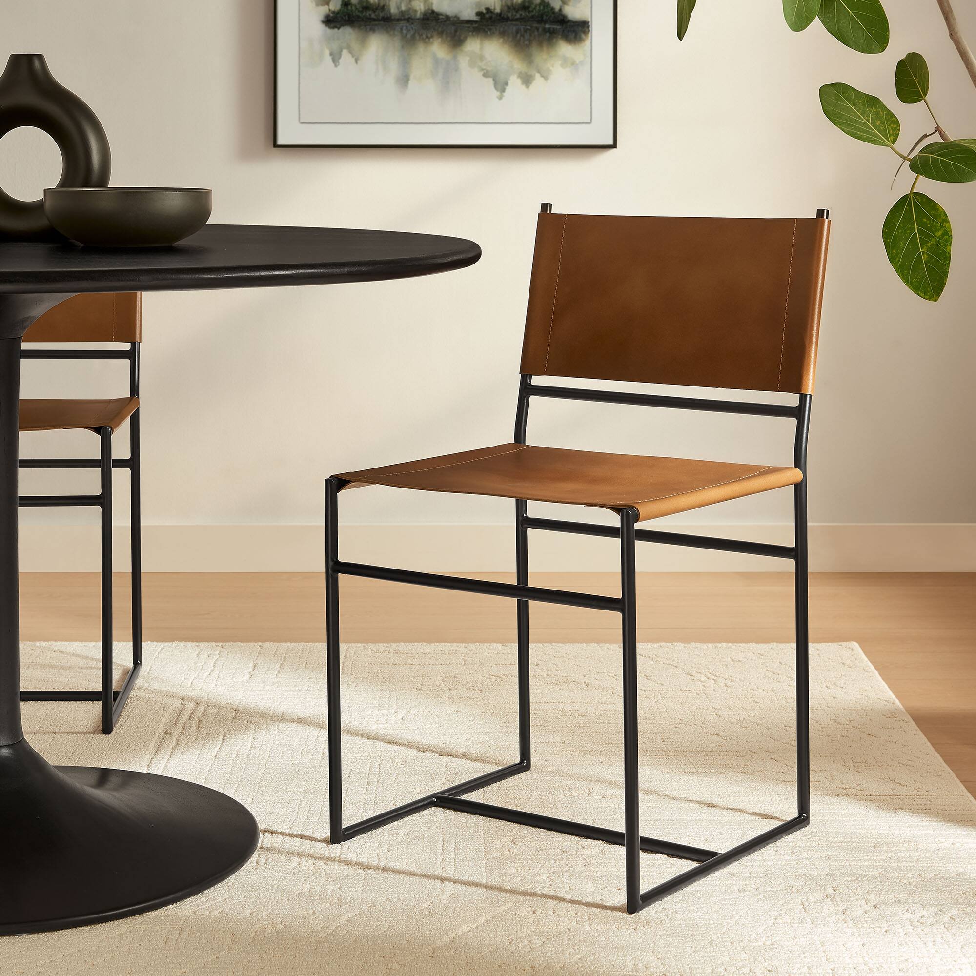 Alt View 4. Modway - Thatcher Leather and Metal Dining Chair by Modway - Brown.