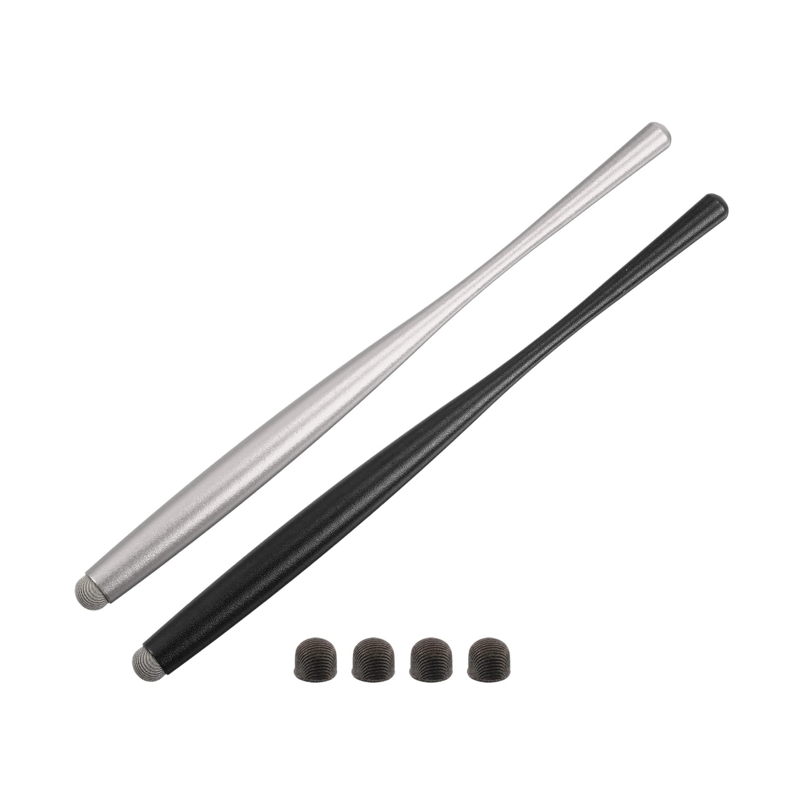 Unique Bargains - 2pcs Stylus Pens Slim Universal Capacitive Stylus Pen for All Capacitive Touch Screen Device with 4 Fiber Fine Tips - Black Silver