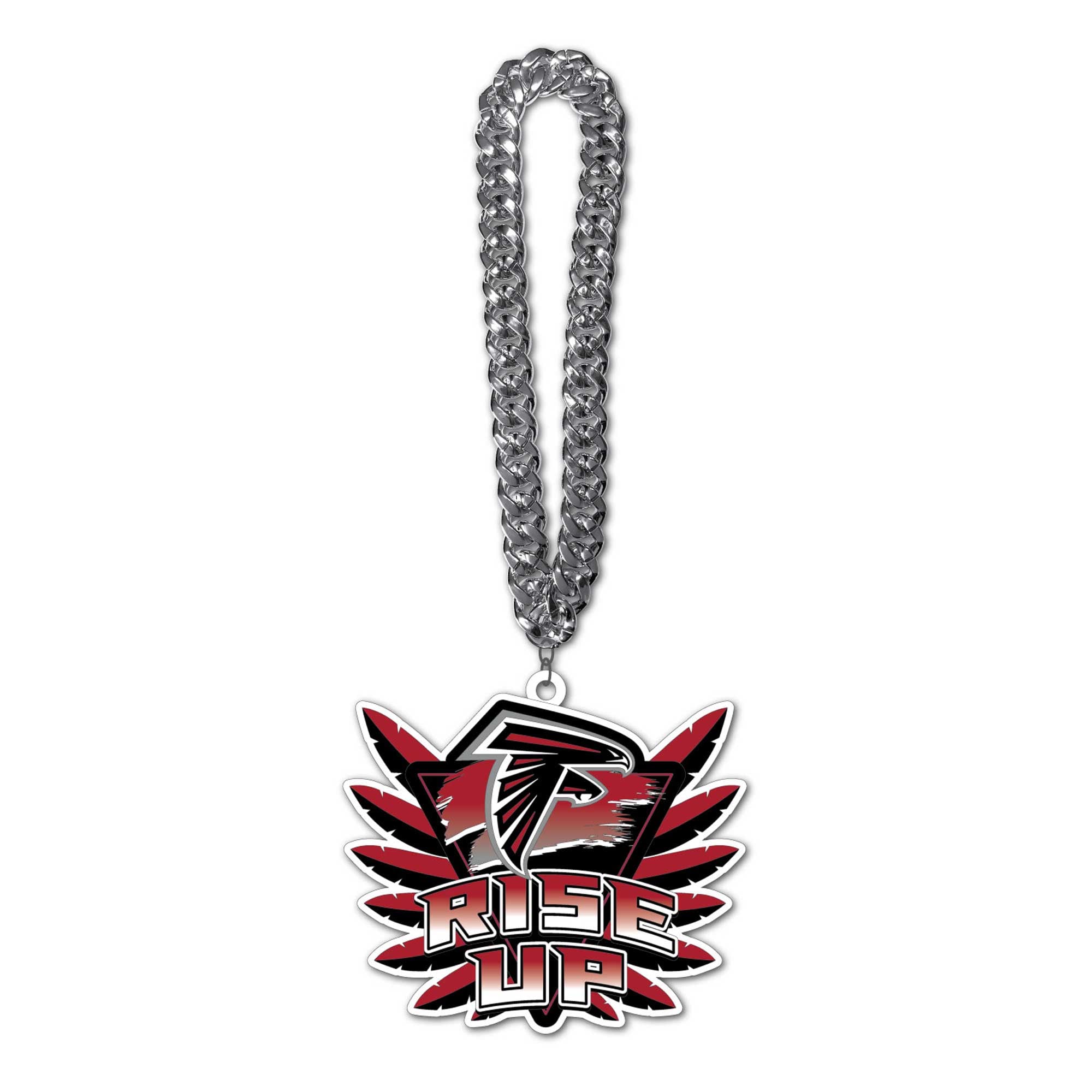 Front. MOJO - Atlanta Falcons Slogan Fan Chain Necklace - Black.