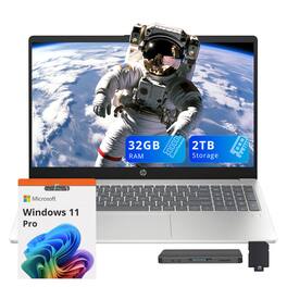 HP - 15.6" FHD Laptop,Intel i3-N305,32GB RAM,1TB SSD+1TB Dock Set,Intel UHD Graphics,Fingerprint Reader,Win 11 Pro - Silver