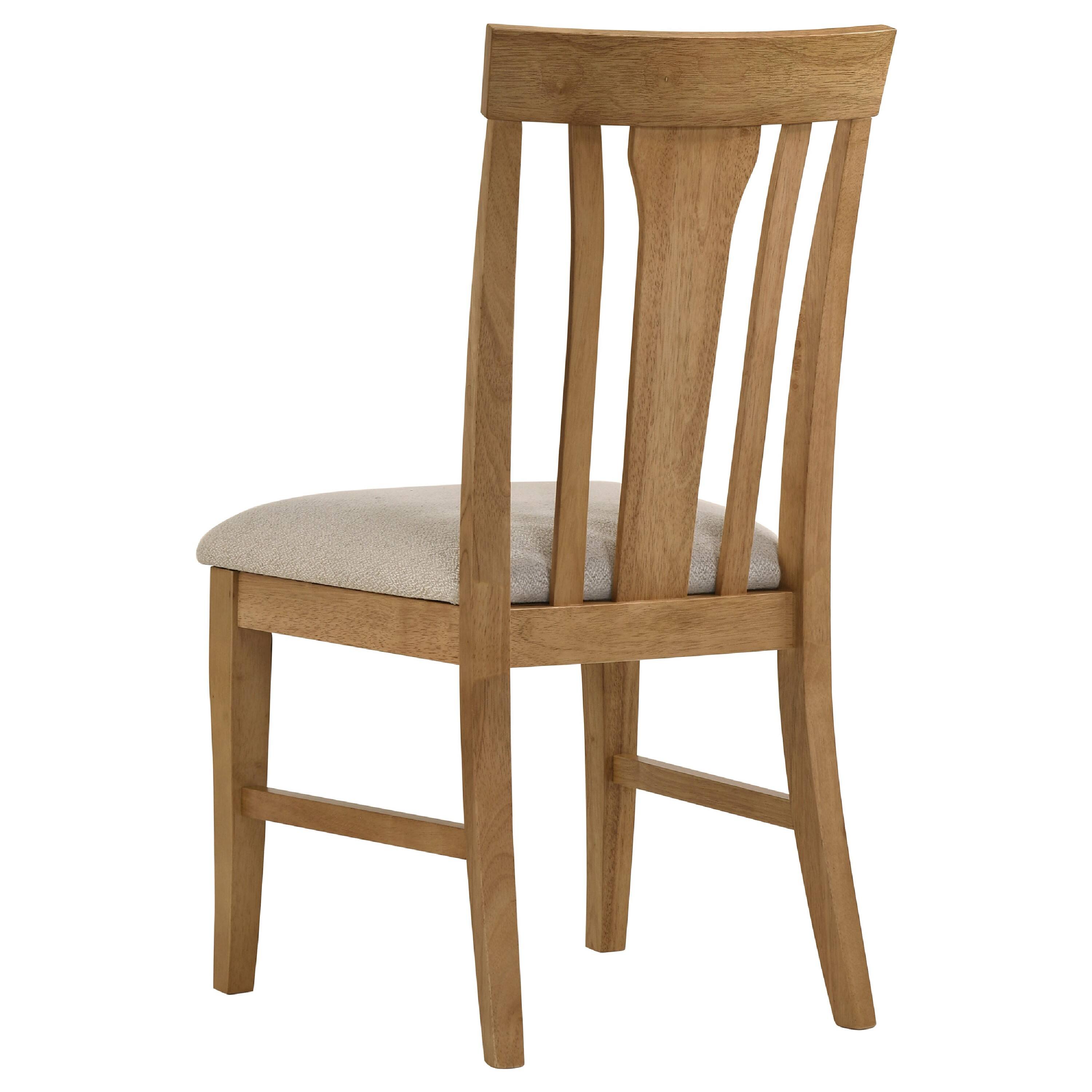 Alt View 1. Manhattan Lane - Kema Dining Side Chair Set of 2, Slatted Back, Padded Tan Seat, Brown - Brown.