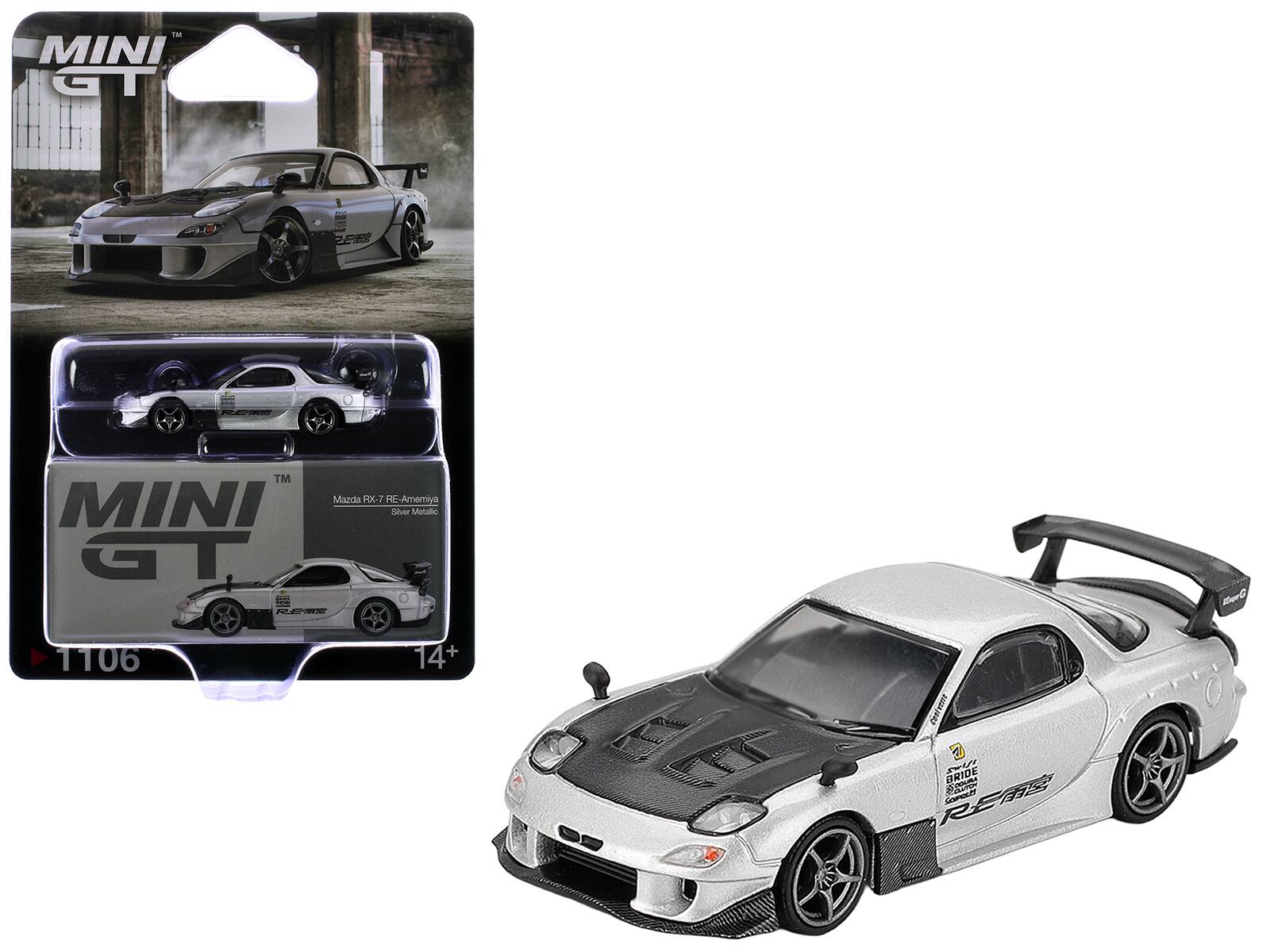 MINI GT - E9 TM Mazda RX-7 RE-Amemiya MINI Silver Metallic GT. KER BerG d0TT 14+ Centune BRIDE Fa REME GOPOUO