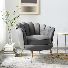Admire Scalloped Edge Performance Velvet Accent Armchair by Modway - Gray