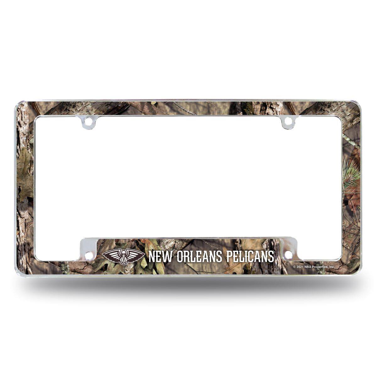 New Orleans Basketball Pelicans Chrome Metal License Plate Frame Camouflaged Camo Design