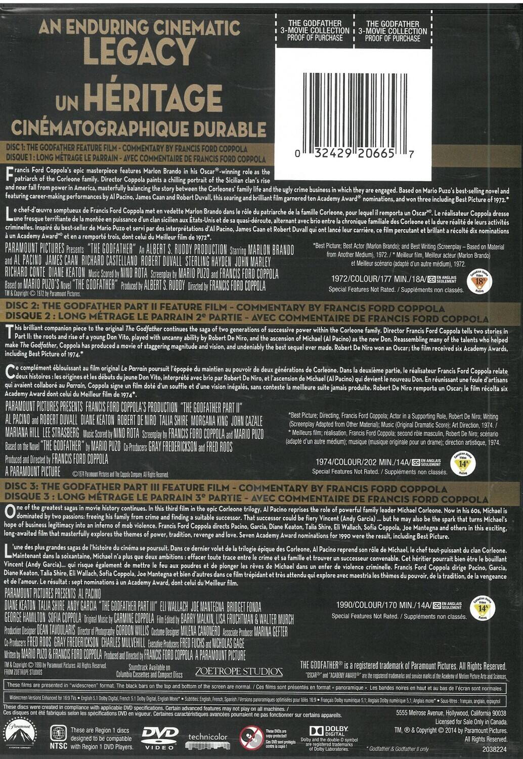 Alt View 1. The Godfather: 3-Movie Collection   - DVD.