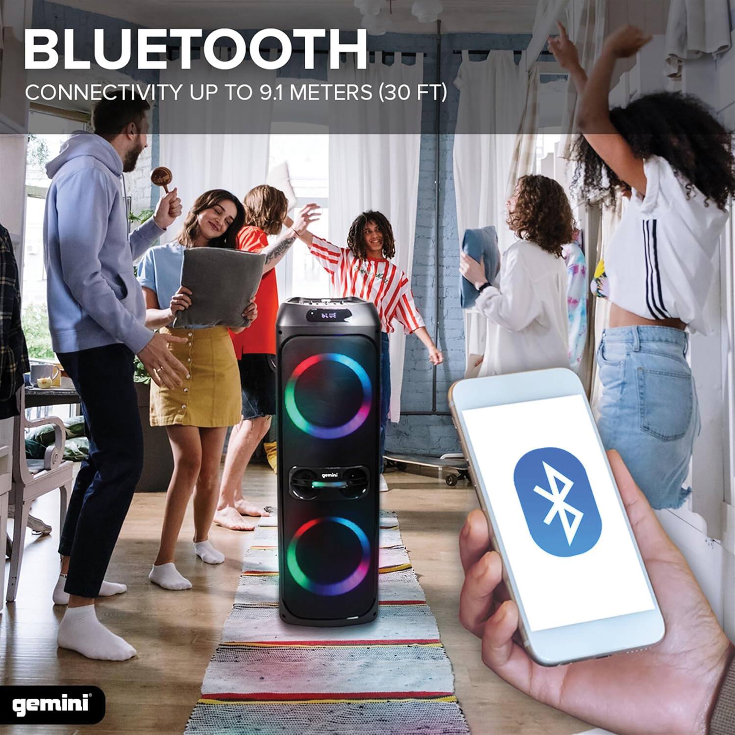 BLUETOOTH  
CONNECTIVITY UP TO 9.1 METERS (30 FT)  

gemini